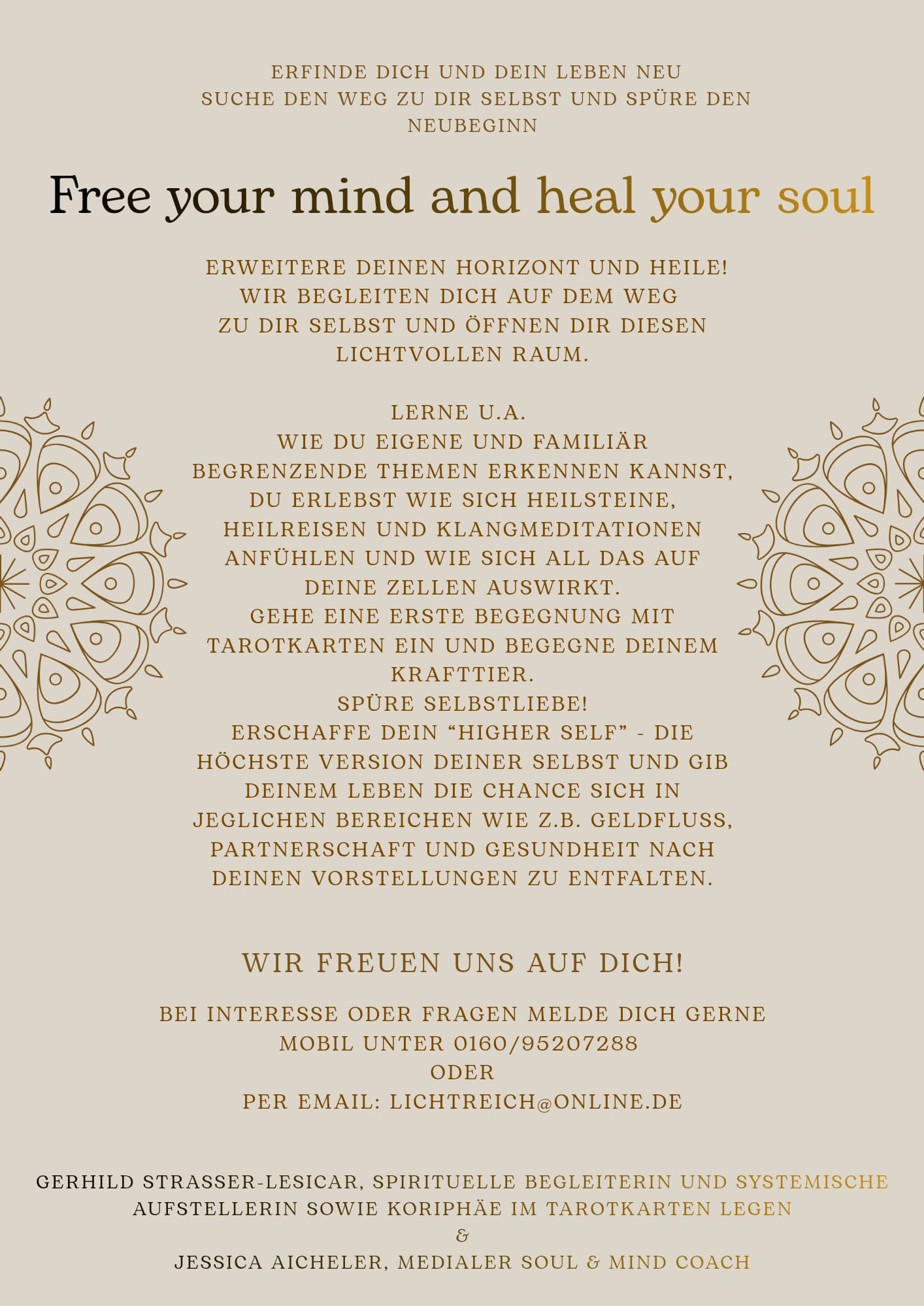 Flyer Free your mind and heal your soul – Kursinhalte