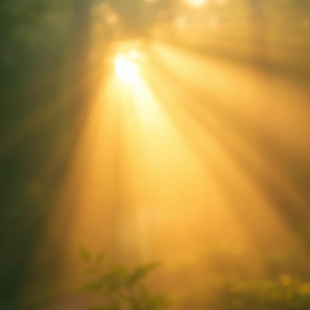 Weiches, goldenes Licht fällt durch stille Blätter